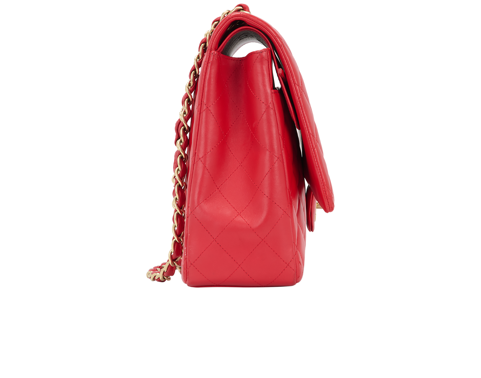 Maxi Classic Double Flap, &pound;4,750, Handbags, Red, Lambskin Leather, Side view